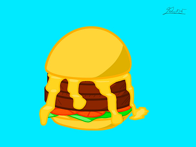 Cheeseburger art artist blue burger cheese cyan graphic design illustration vector
