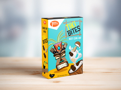 Cereal Box Design Tiki Bites cereal box design graphicdesign illustration logo packaging design tiki