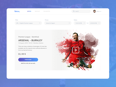 Football streaming services football gradient ui ux