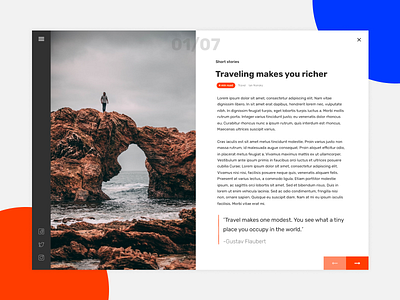 Article page article article page blog card chips navigation orange quote side navigation simple stories travel ui ux