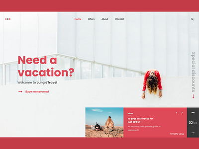 Travel Agency call to action copywriting cta discount menu morocco navigation offers red search tourism tourist travel travel agency ui ux ux ui web