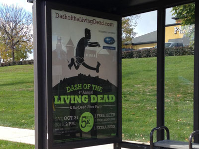 Dash of the Living Dead Bus Stop Shelter Poster 5k bus stop shelter poster zombie