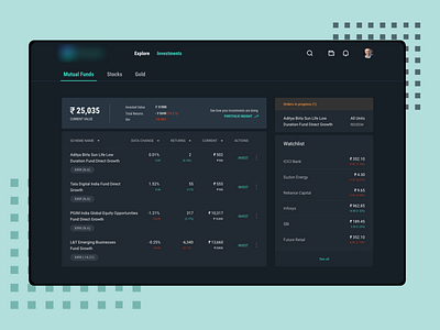 Investment web platform - Dashboard (Dark theme). dashboard design design investment visual webdesign