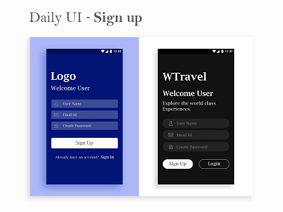 Dailyui 001 android plan ui app screen signup ui challenge