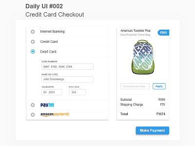 Daily Ui 2 D 002 checkout credit card daily ui