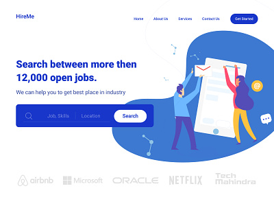 Hireme - Simplifying Recruitments Introduction home page design illustation jobportal web