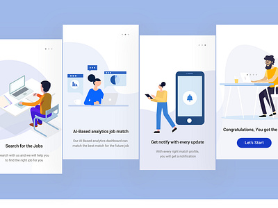 Onboarding Screens for Job & Recruitment app design app illustrations onboarding screen