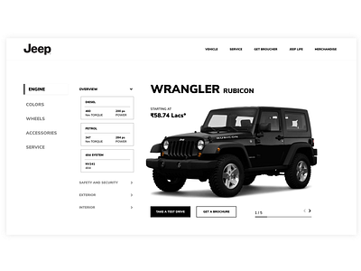 Jeep Configuration Interface black white jeep uidesign uipractice ux ui design web webpage design