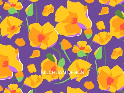 california poppy pattern design flower illustration pattern surfacedesign