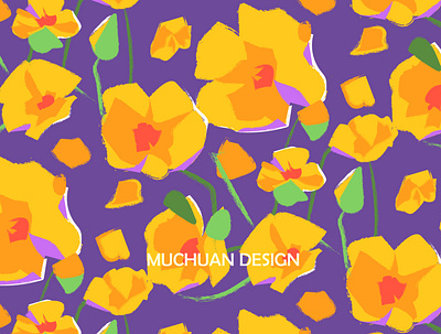 california poppy pattern design flower illustration pattern surfacedesign