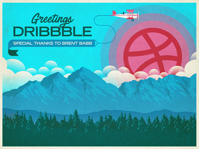 Greetings Dribbble debut greetings hello mountains thank you trees