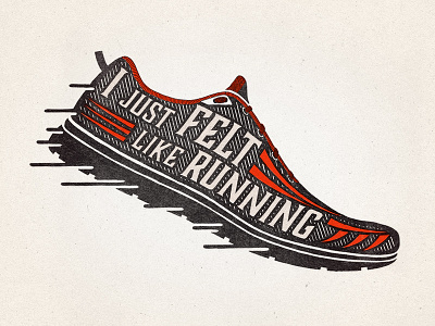 I Just Felt Like Running excercise illustration running shoe