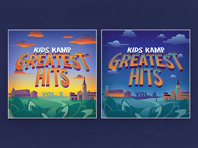 Vacation Bible School Greatest Hits album cover buildings cd clouds dawn day illustration music sunrise type vacation bible school