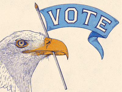 Vote bald eagle eagle election flag illistration pencil drawing vote
