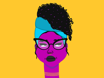 Already tired tomorrow. black woman character design eyeroll glasses headwrap piercing septum tired vector woman