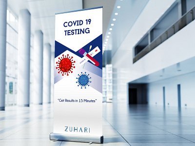 Covid 19 Testing | Roll up Banner 3d advertising animation app branding covid 19 design flyer graphic design illustration illustrator logo motion graphics photoshop poster roll up banner ui vector web banner website design