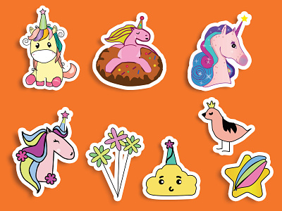 Unicorn Sticker Designs 3d animation app branding design emoji graphic design illustration logo motion graphics packaging design product design sticker stickerpack typography ui unicorn designs unicorn stickers vector web design