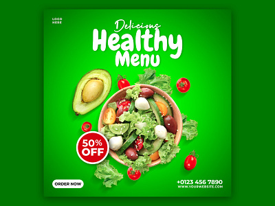 Delicious Healthy menu adobe banner design branding delicious food delicious healthy menu design flyer flyer design food food banner graphic design illustration logo logo design photoshop