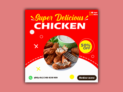 Super Delicious Chicken adobe photoshop banner banner design branding chicken banner design chicken design design designer food food design graphic design illustration logo mr.designer social media social media design