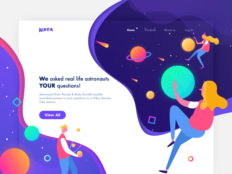 NASA Web Design ๐๐ website ufo space blue card ui illustration graphic colors web
