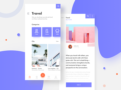 Travel App UI📱 app card iphone mobile news online pink purple shop travel