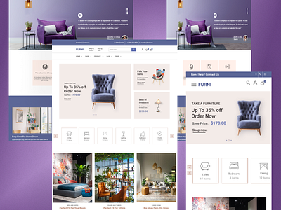 Furniture Landing Page & Mobile Version e commerce website design figma furniture landing page furniture website design mockup ui design uiux