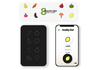 HEALTHY FOOD LINE ICON SET