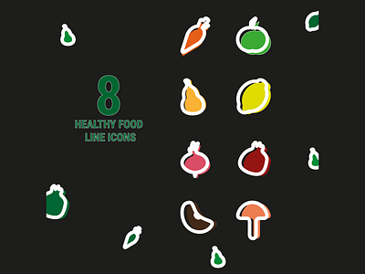 Healthy food line icons branding design graphic design healthy diet icon set healthy food illustration line art icon logo ui vector