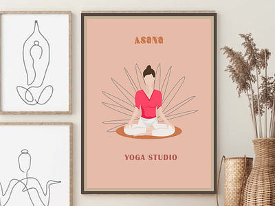 yoga studio poster design graphic design icon set healthy food illustration