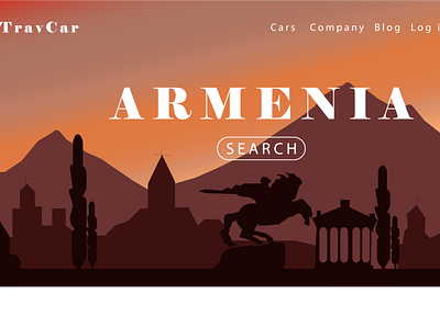 Vector Illustration First screen-pag of car rent website Travel car rent design graphic design illustration silhouette travelling armenia vector vector illustration website first page