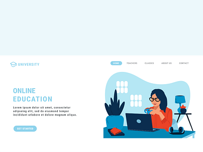 LANDING PAGE OF ONLINE EDUCATION design graphic design illustration vector