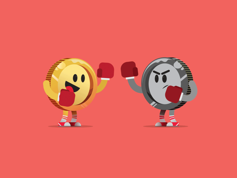 Boxing coins animation bitcoin boxing characterdesign flat gif illustration mbitcasino