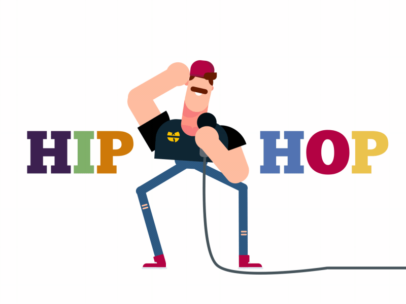 H I P H O P aftereffects animation characterdesign design flat hiphop illustration motion rap rapper