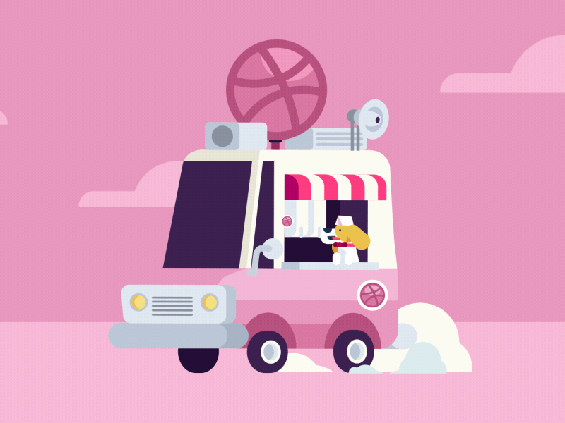 We are handing out invitations! animation car dog dribbble illustration invitations pink