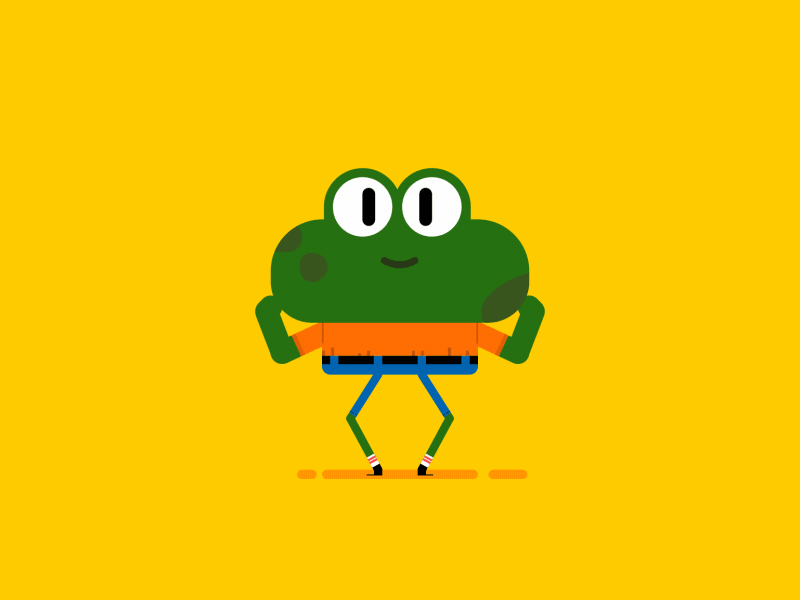 Javier the frog🐸 aftereffects animation design flat frog illustration illustrator mograph