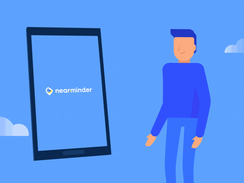 NearMinder pt2 animation app blue character design explainer flat mograph motiongraphics video