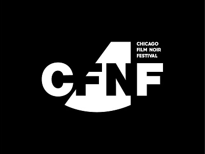 Chicago Film Noir Festival black and white film film festival film noir icon illustration knockout logo monogram noir