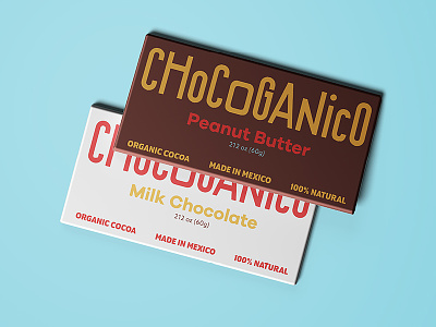 Chocoganico Bars chocolate lettering logo logotype mexico minimal organic packaging typography white