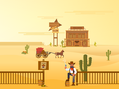 Phoenix Day cowboy desert illustration indians phoenix travel