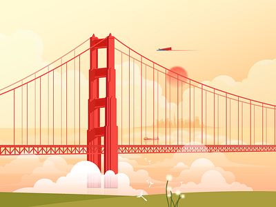 San Francisco bridge dandelion francisco gate golden illustration san superman travel walkup