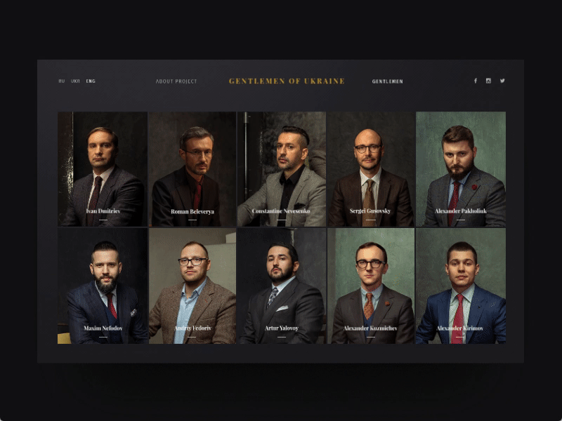 GENTLEMEN of Ukraine card clean gentlemen landing layout page ui ux web website wisdom