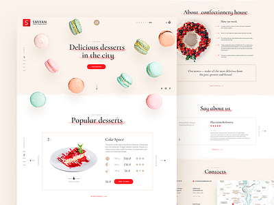 Confectionery house cake card desserts food restaurant section store sweet ui webdesign