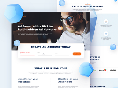 Ad Server ad advertising clean geometria landing layout page server ui ux web website