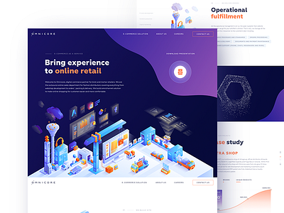 Omnicore 3d design flat grid illustration portfolio typography ui ux web