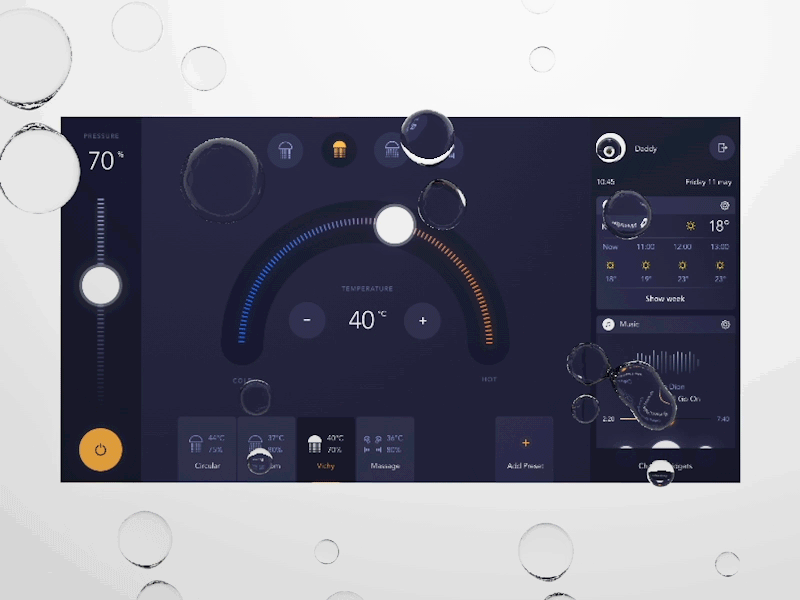 Shower interface 3d concept design future interface shower ui ux water