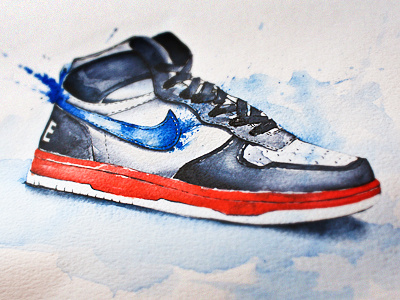 Nike dunk 003 classic color drawing nike old school paint painting poster shoes splash vintage watercolor