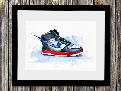 Nike dunk Final available classic color drawing nike old school paint painting poster shoes society6 sold splash vintage watercolor