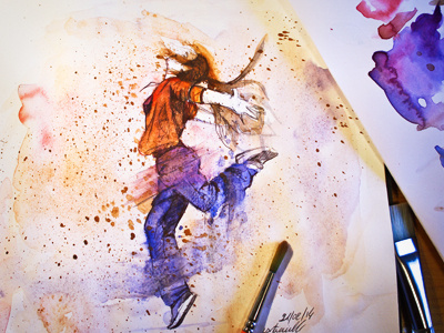 Full Watercolor 001 color dance dancing full graphic ink palette pen sketch study test watercolor