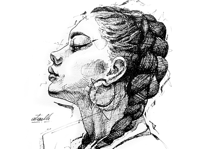 Ink portrait drawing electric graffiti graphics ink jewelry lines portrait woman