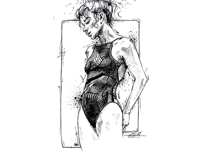 Tashi Rodriguez black drawing fashion frame graphics ink pencil sketch sketchbook spray woman